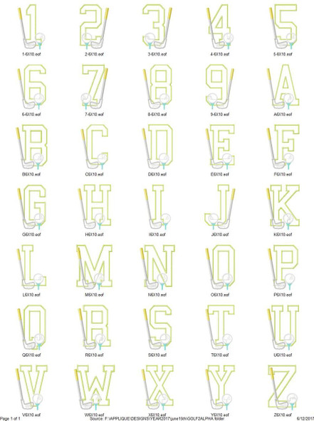 Golf 2 Alphabet Embroidery Design Font