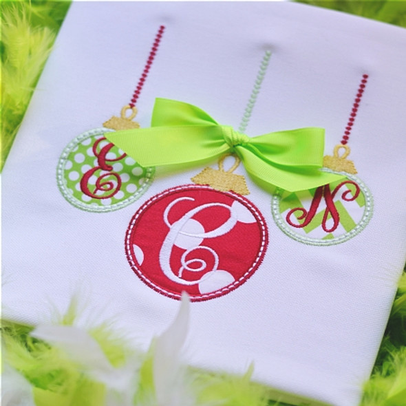 Three Ornament Monogram Machine Embroidery Design