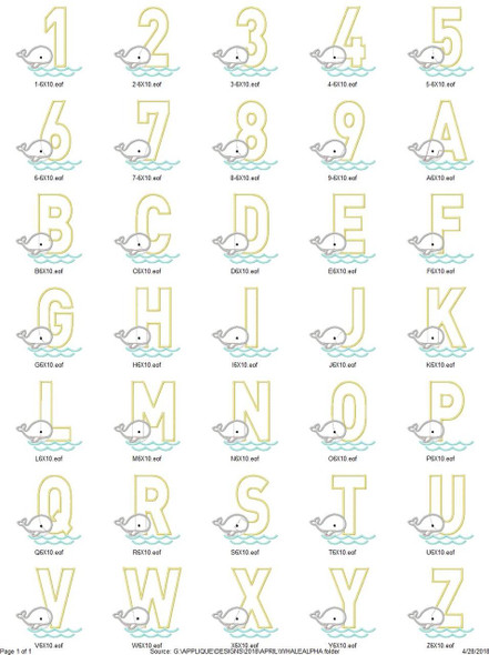 Whale Alphabet  Embroidery Design Font