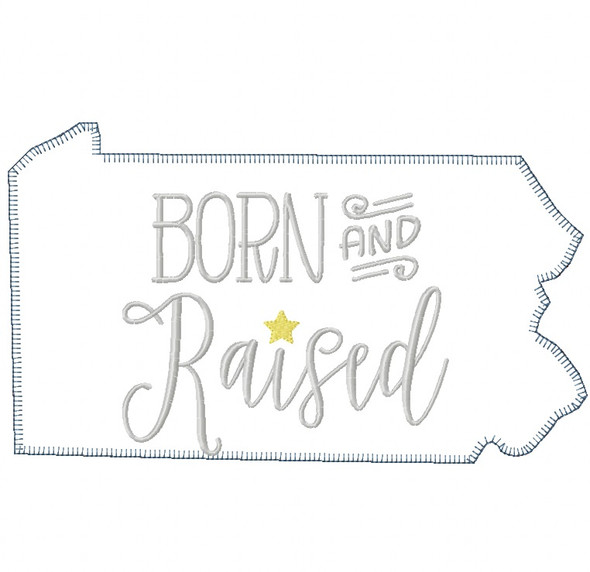 Pennsylvania Born and Raised Vintage and Blanket Stitch Applique
