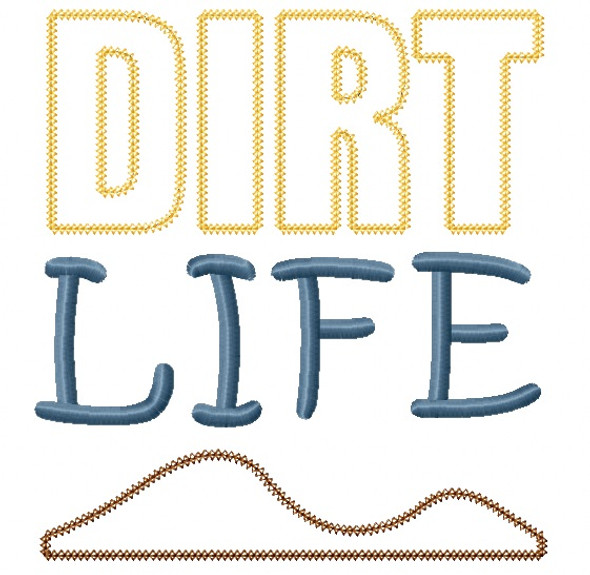 Dirt Life Vintage and Chain Stitch Applique Machine Embroidery Design