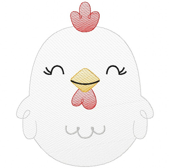 Cute Chicken Silhouette Sketch Embroidery Machine Embroidery Design