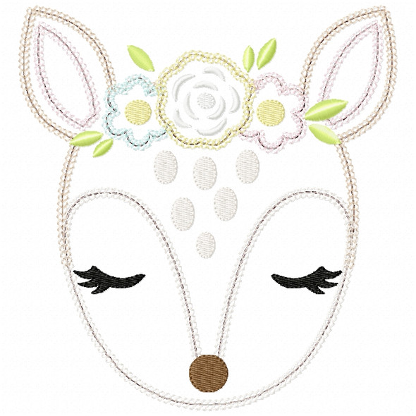 Sweet Fawn Vintage and Chain Stitch   Embroidery Design