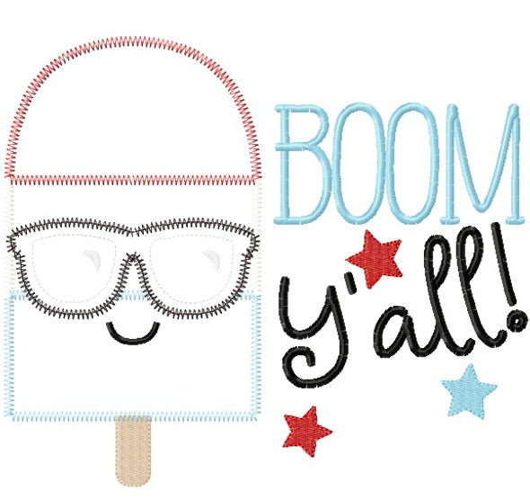 Popsicle Boom Satin and Zigzag Applique Embroidery Design
