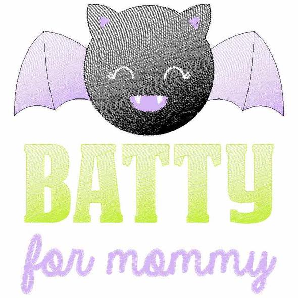 Batty for Mommy Sketch Applique   Embroidery Design