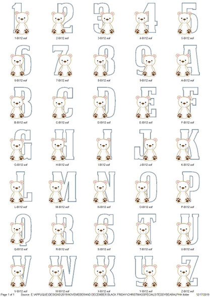 Teddy Bear Alphabet Embroidery Design Font