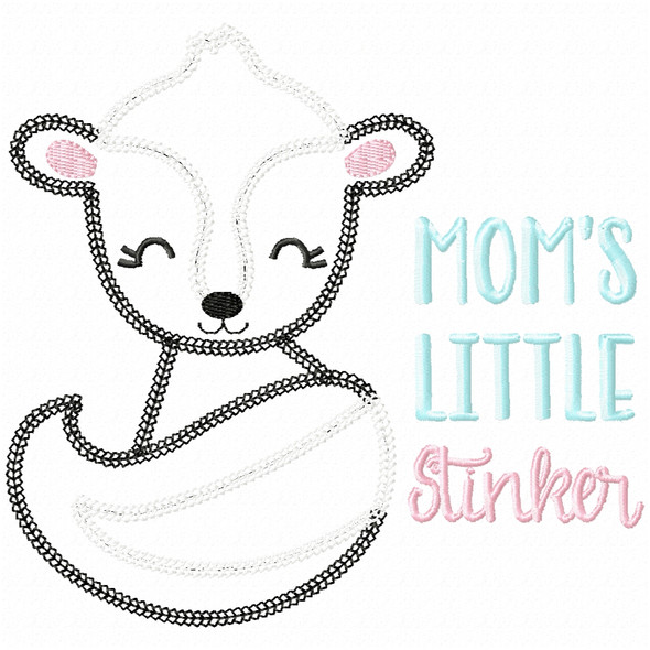 Mommys Little Stinker Vintage and Chain Applique Embroidery Design