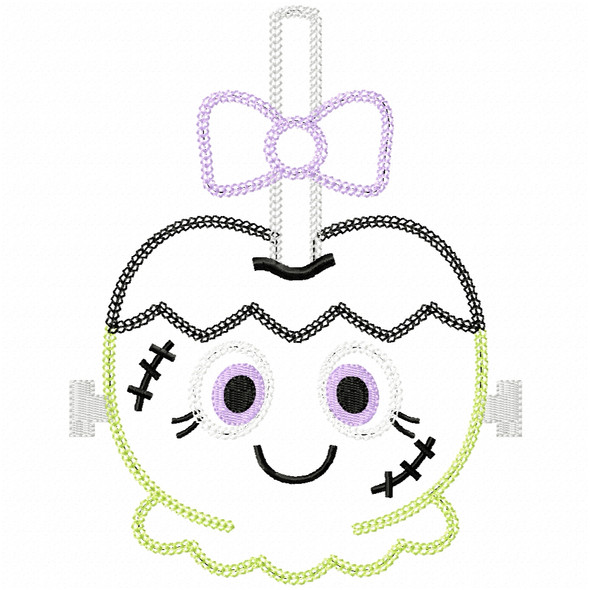 Girly Franken Candy Apple Vintage and Chain Applique Embroidery Design
