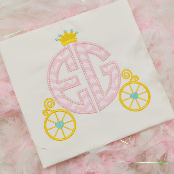 Princess Carriage Monogram Applique Alpha Machine Embroidery Design