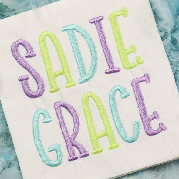 Sadie Embroidery Font Design Alphabet