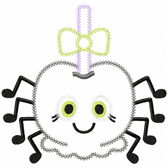 Girly Spider Candy Apple Vintage and Chain Applique Machine Embroidery Design
