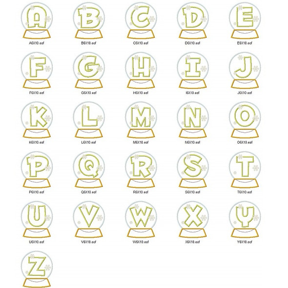 Snowglobe Alphabet Embroidery Font Design