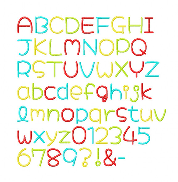 Irene Embroidery Font Design Alphabet