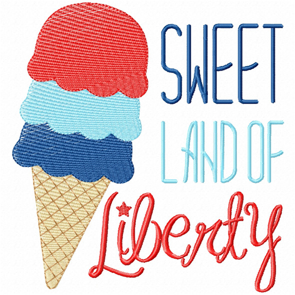 Sweet Land of Liberty Simple Stitch and Sketch Fill Applique Machine Embroidery Design