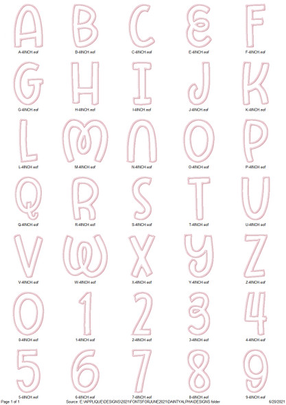 Dainty Applique Alphabet Embroidery Design Font