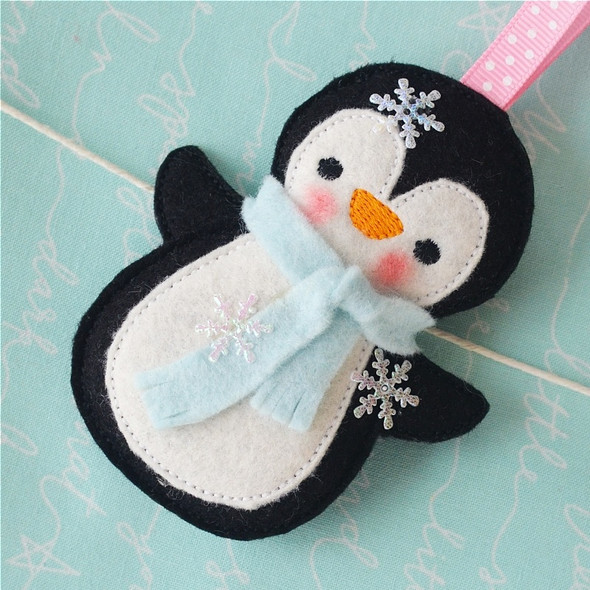 In the Hoop Penguin Ornament Embroidery Design