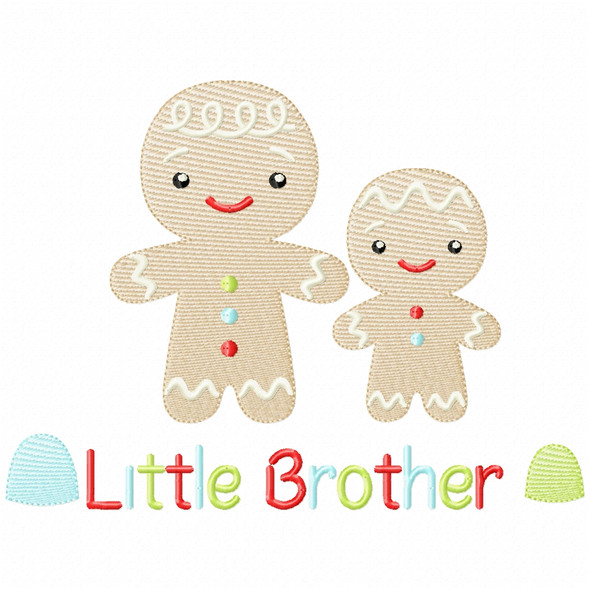 Sibling Gingerbread Sisters Sketch Fill Applique Embroidery Design