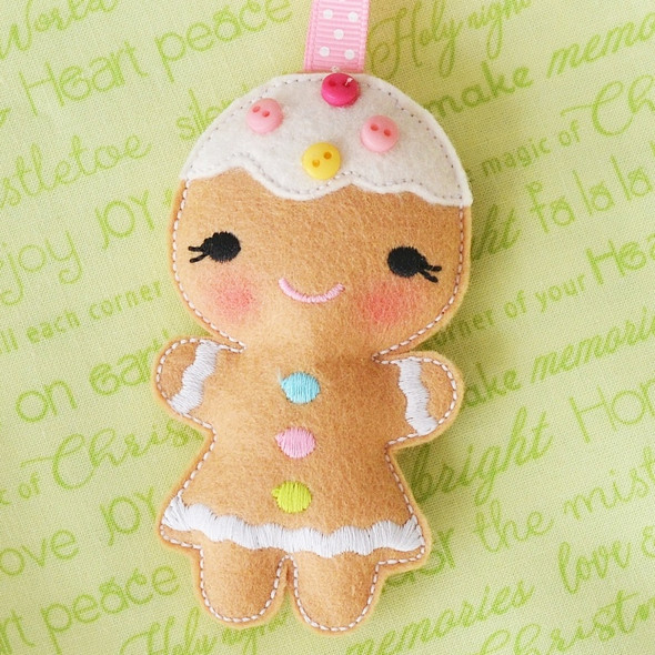 In the Hoop Gingerbread Girl Ornament Embroidery Design