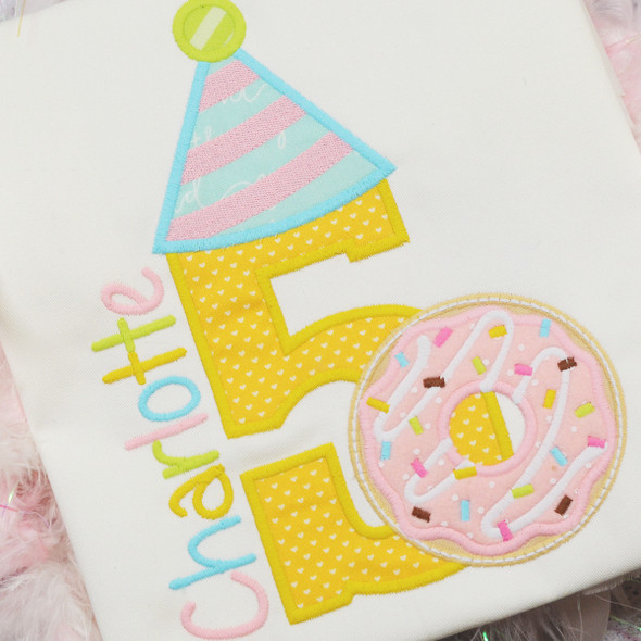 Birthday Donut Applique Numbers Embroidery Design