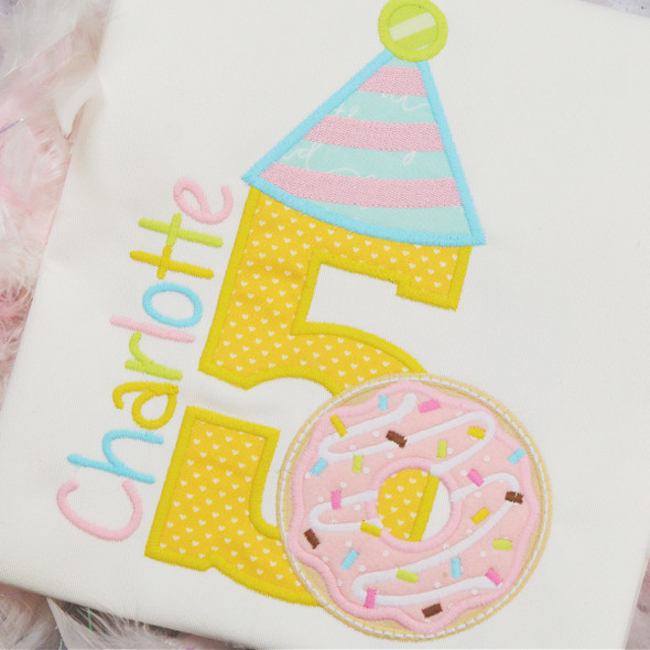 Birthday Donut Applique Numbers Embroidery Design