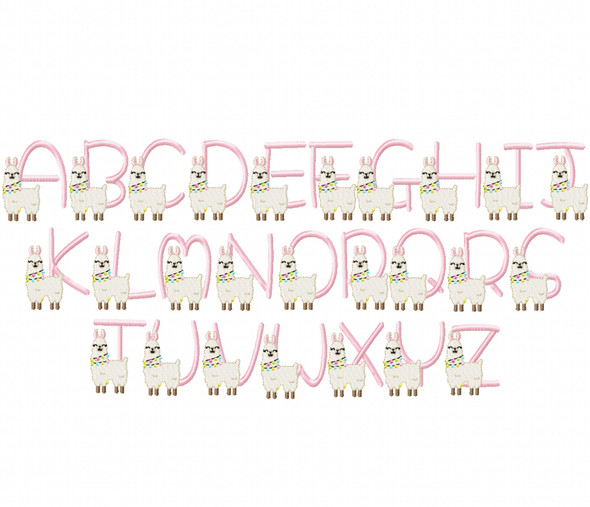 Llama Uppercase Embroidery Font Design