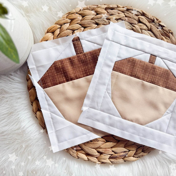 Fall Acorn Quilt Block FPP Instant Download For Machine Embroidery