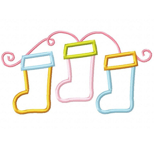 Strung Stockings Applique Machine Embroidery Design