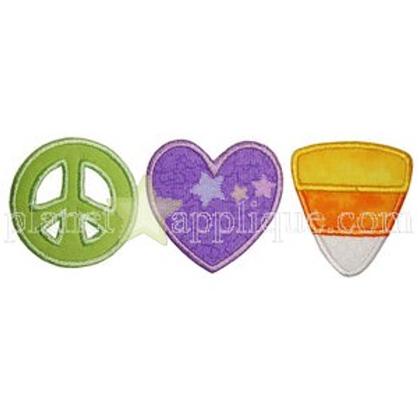 Peace Love Candy Applique Machine Embroidery Design