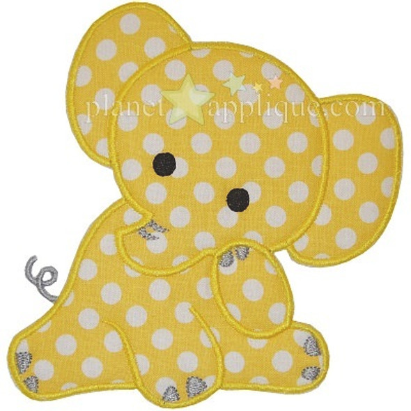 Baby Elephant Applique Machine Embroidery Design