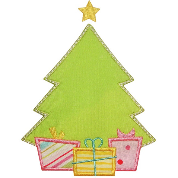 Tree and Gifts Applique Machine Embroidery Design