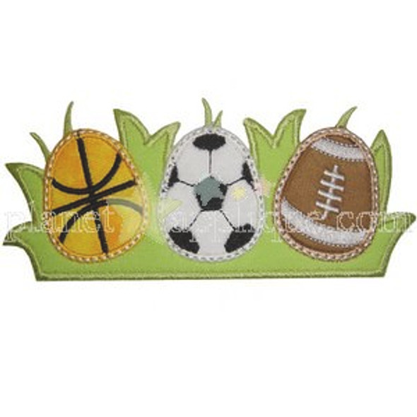 Sports Eggs Applique Machine Embroidery Design