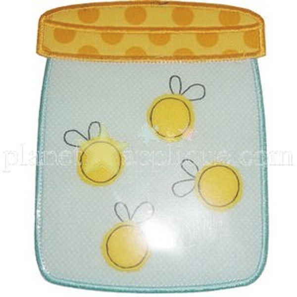 Lightning Bug Jar Applique Machine Embroidery Design