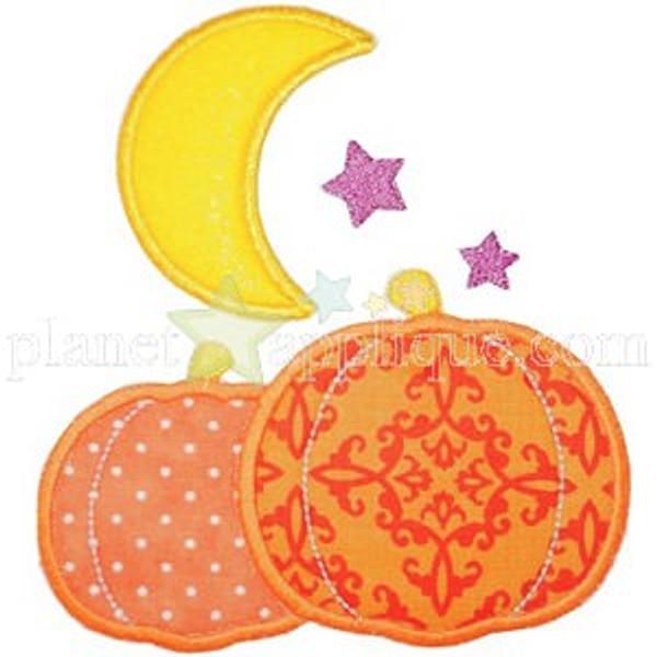 Moon n Pumpkins Machine Embroidery Design