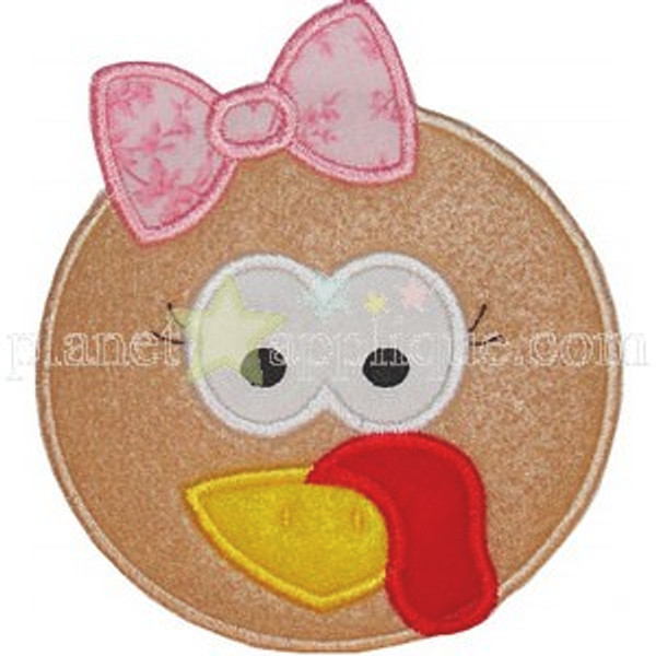 Girl Turkey Applique Machine Embroidery Design