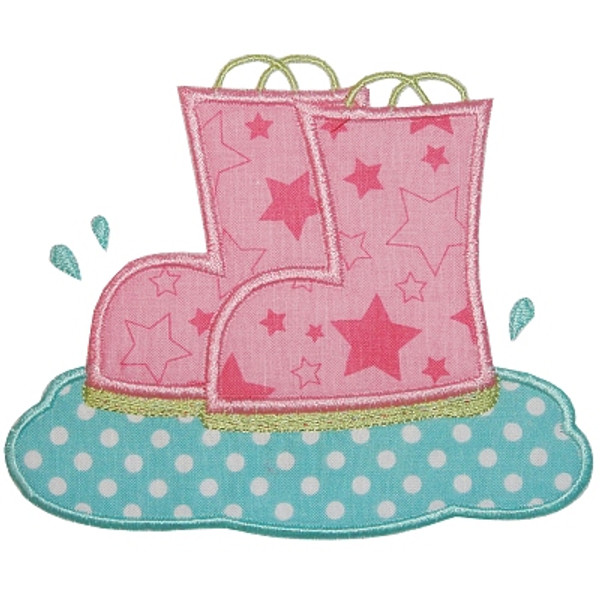 Rainboots Applique Machine Embroidery Design