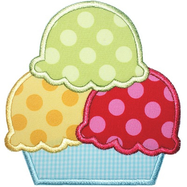 3 Scoop Sundae Machine Embroidery Design