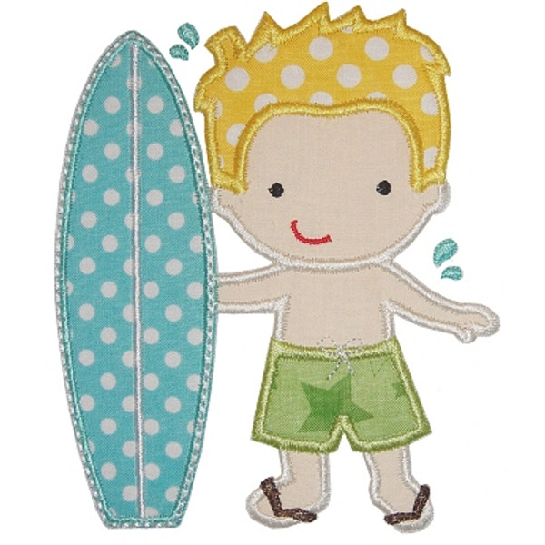 Surfer Boy Applique Machine Embroidery Design