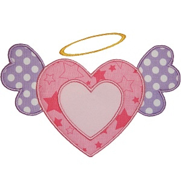 Angel Heart Applique Machine Embroidery Design