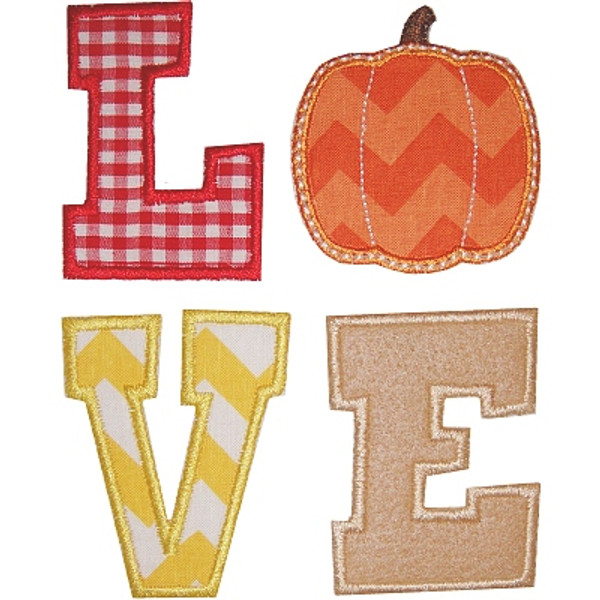 Pumpkin Love Applique Machine Embroidery Design