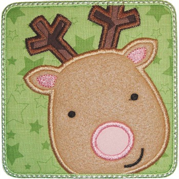 Reindeer Patch Applique Machine Embroidery Design