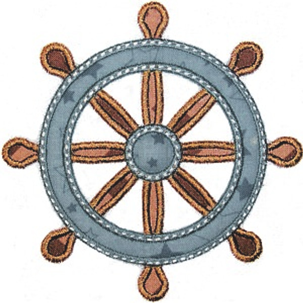 Ship Wheel Applique Machine Embroidery Design