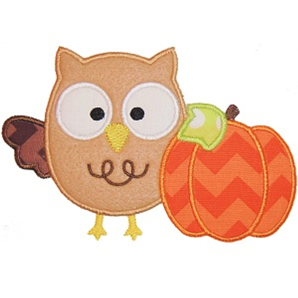 Owl and Pumpkin Machine Embroidery Design