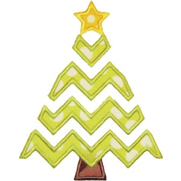 Chevron Christmas Tree Machine Embroidery Design
