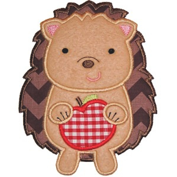 Hedgehog and Apple Machine Embroidery Design