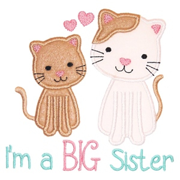 Sibling Kitties Applique Machine Embroidery Design