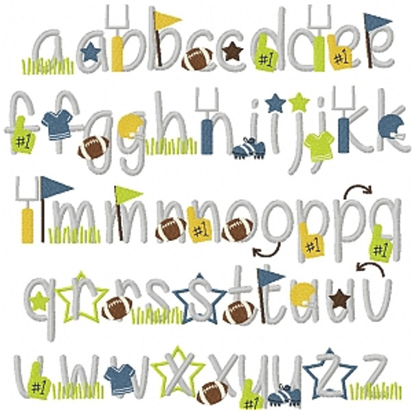 Football Embroidery Font Design Alphabet