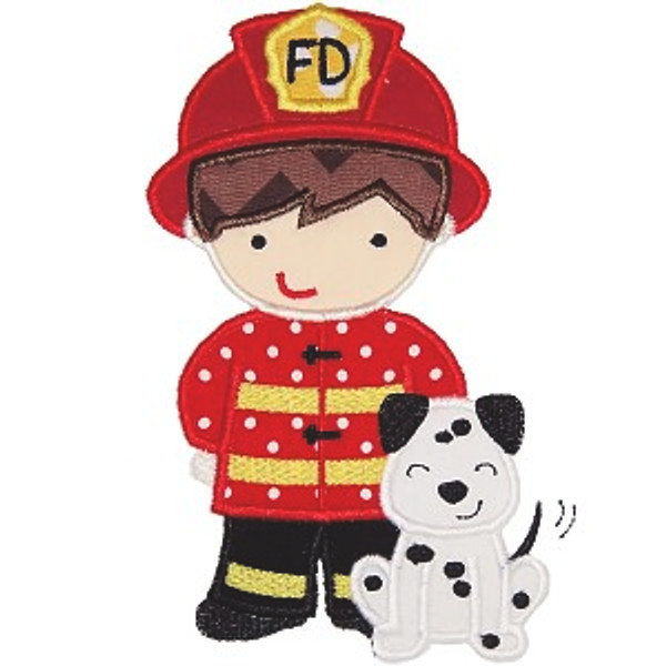 Fireman and Dog Machine Embroidery Design
