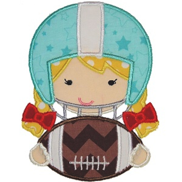 Football Helmet Girl Machine Embroidery Design