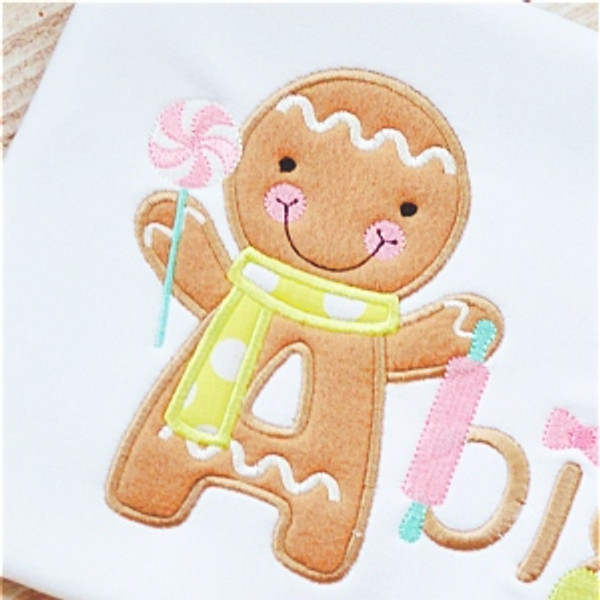 Gingerbread Man Alpha Machine Embroidery Design