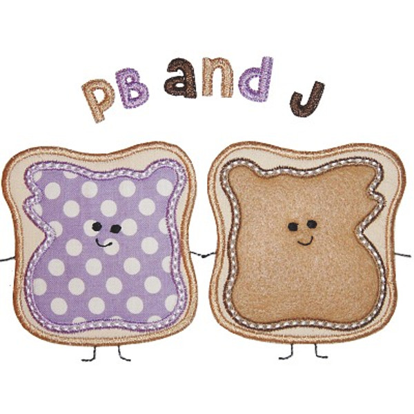 PB and J 2 Applique Machine Embroidery Design